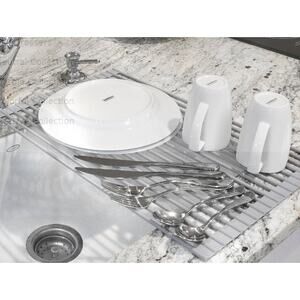 Sorbus Roll Up Dish Drying Rack Gray Silicone Heat Resistant 20x13" NWT